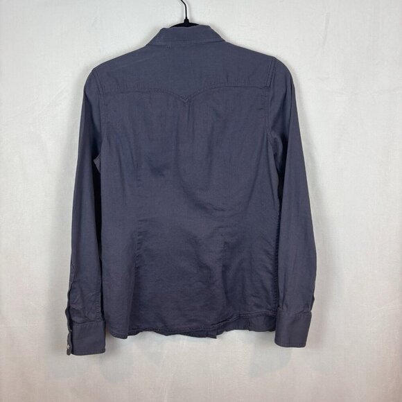 Levis Women's Pearl Snap Embroidered Blue Southwestern Blouse SZ Medium‎ Cowgirl - Picture 6 of 14